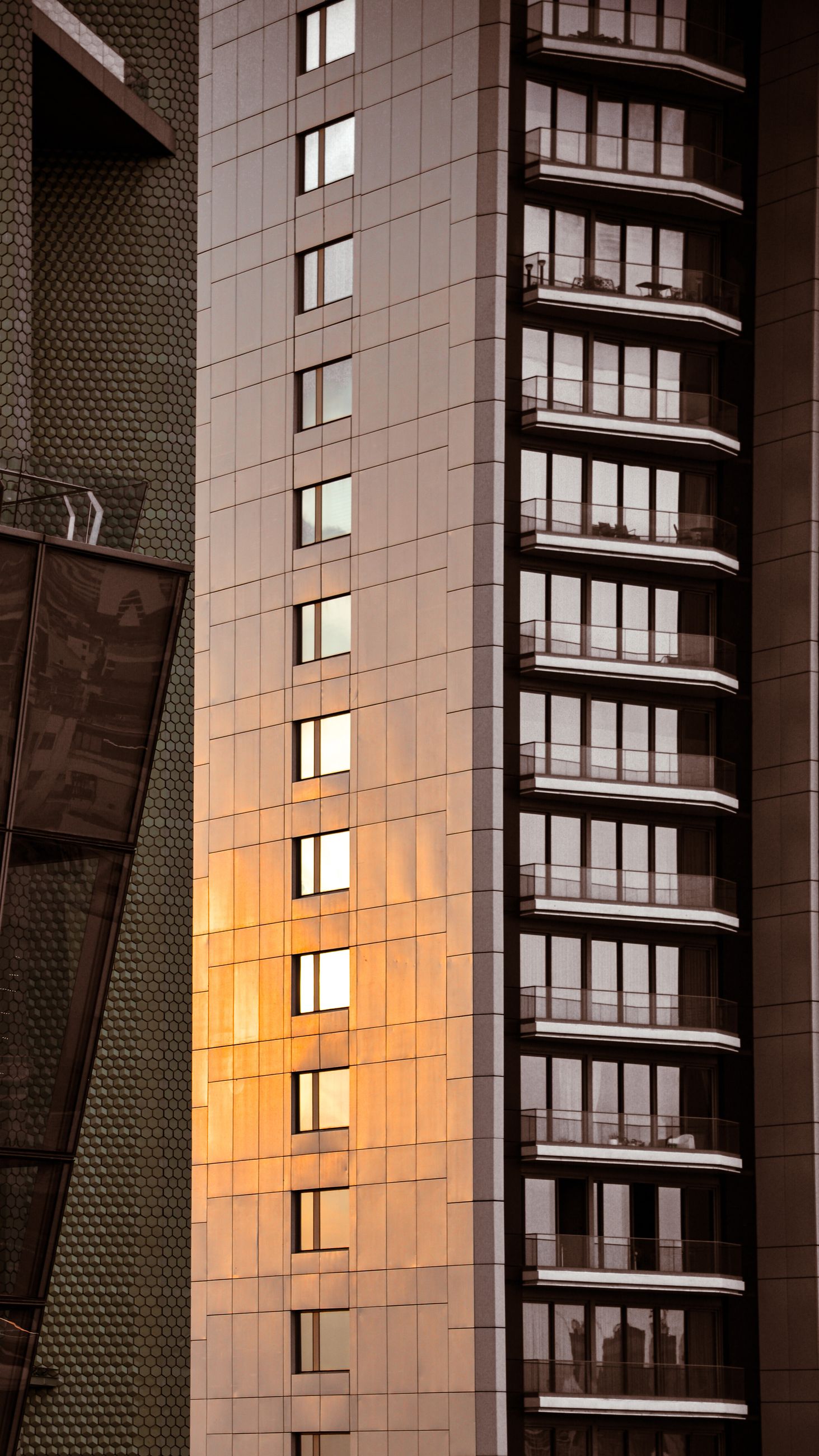 Sunlight falling across modern architectural details